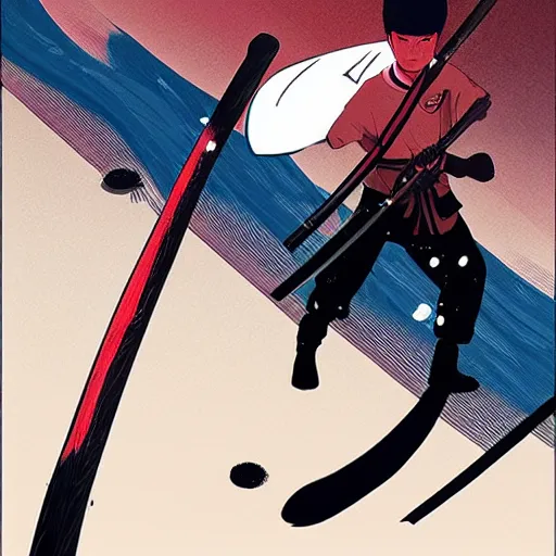 Image similar to fox samurai with katana, tomer hanuka