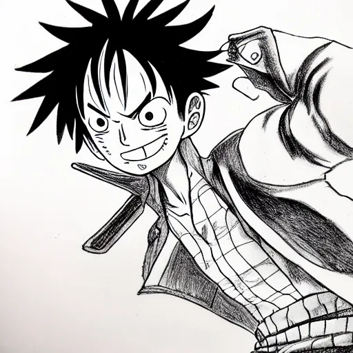 Image similar to akira pencil drawings of luffy