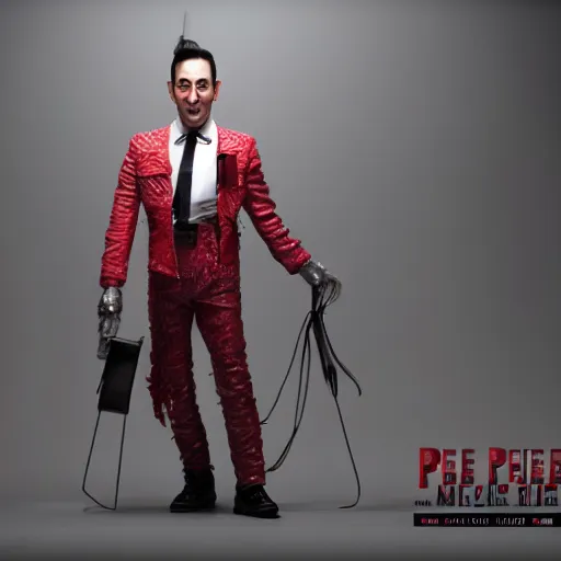 Image similar to pee wee herman as a mad max villain, concept art, octane render, unreal engine 5, highly detailed, high quality, 8 k, soft lighting, realistic face, path traced