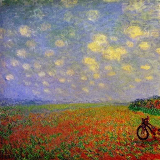 Image similar to a painting of a bicycle by monet