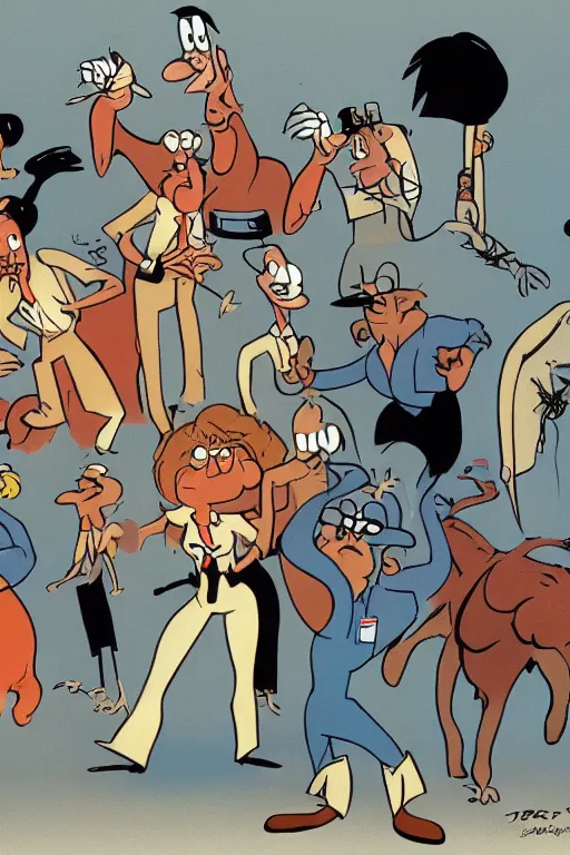 Prompt: concept art, illustration of people tired of bullshit, milt gross, tex avery, cartoon, by virgil partch, 8 k, uhd