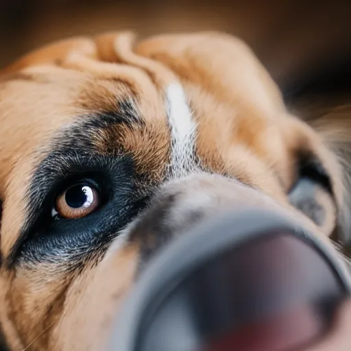 Prompt: Dog sniffing the camera, close-up, highly detailed, professional photography, fisheye lens, 4K, 8K