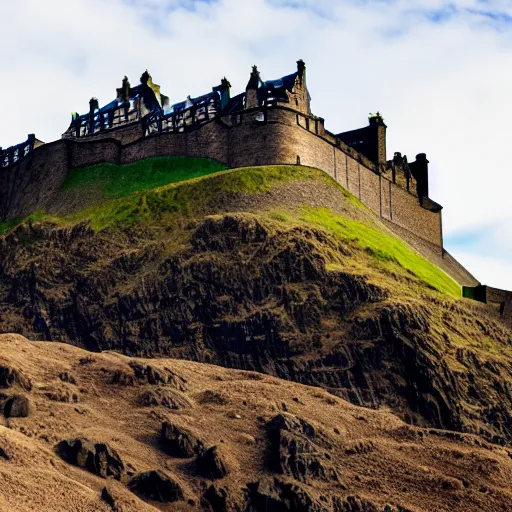 Prompt: edinburgh castle with a desert background