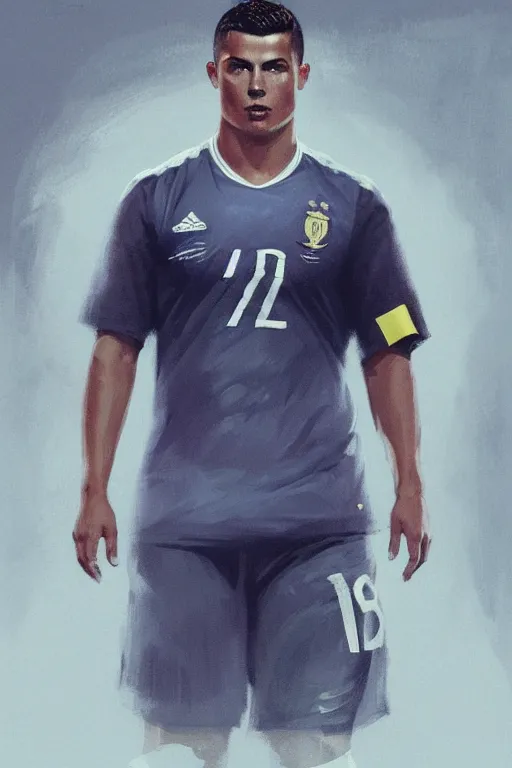 Image similar to ronaldo luis nazario da lima, football player, moonlight, haze, low contrast, digital painting, artstation, concept art, smooth, sharp focus, illustration, art by artgerm and greg rutkowski and alphonse mucha