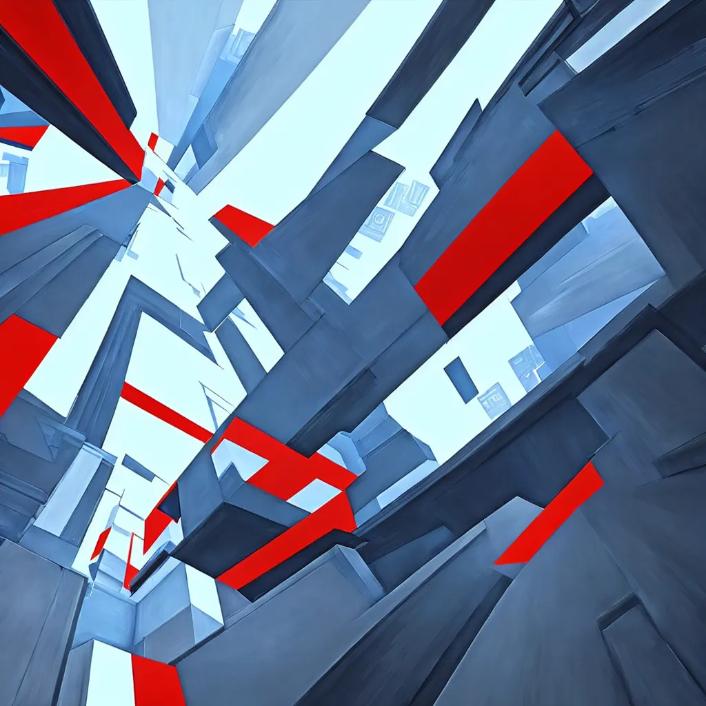 Prompt: mirrors edge architecture, wipeout video game, abstract artwork, the designer's republic, artwork