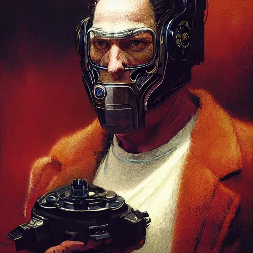 Image similar to portrait of hollywood agent gary murdoch, who lives in a nissan sentra. caustics, war hero, apex legends, by gaston bussiere, bayard wu, greg rutkowski, giger, maxim verehin