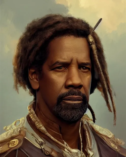 Prompt: portrait of Denzel Washington as a pirate, highly detailed, digital painting, artstation, concept art, sharp focus, illustration, art by artgerm and greg rutkowski and alphonse mucha