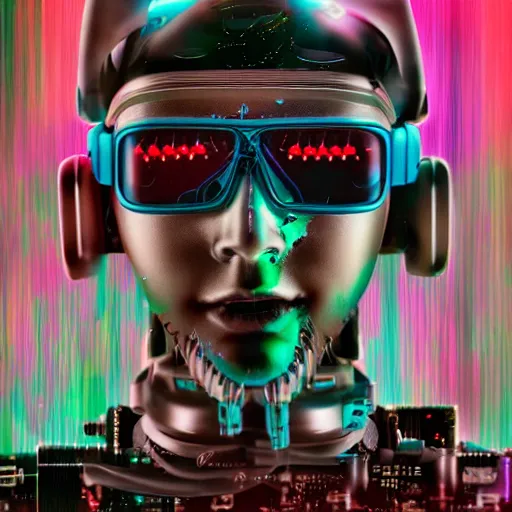 Image similar to Beautiful Photo of Arduino Uno in the robot's head. Cyberpunk. splatterpunk. 4K