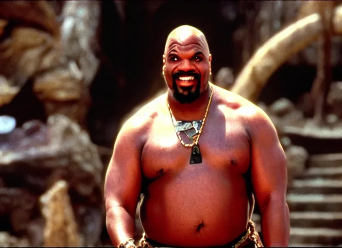 Prompt: film still of sinbad as kazaam in the movie kazaam 1 9 9 6