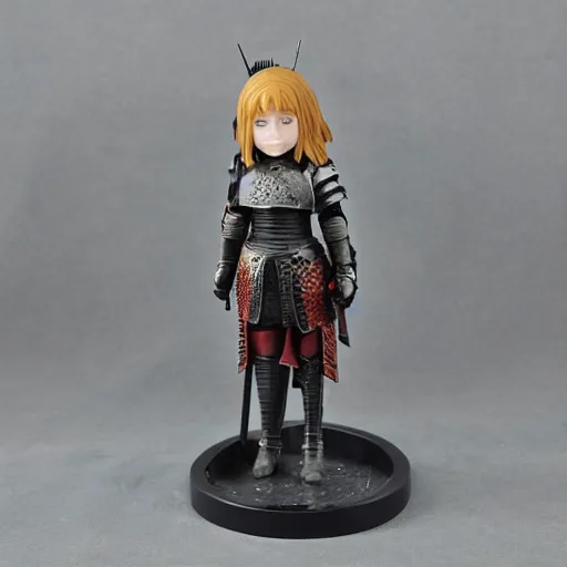 Image similar to girl with medieval armor sad mart city of night series figurine toy design