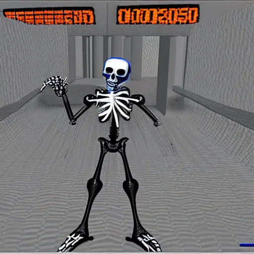 Prompt: 3d skelleton in ps1 game optimic