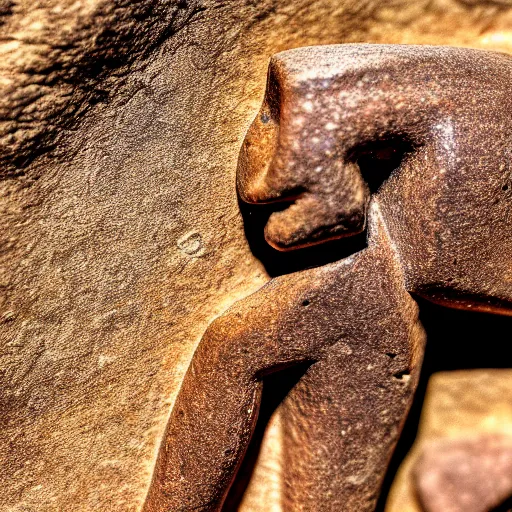 Prompt: macro of paleolithic figurine