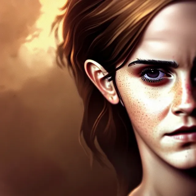 Image similar to epic professional digital art of emma watson, best on artstation, cgsociety, wlop, Behance, pixiv, cosmic, epic, stunning, gorgeous, much detail, much wow, masterpiece