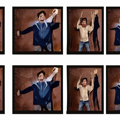 Image similar to a sequence of frames of a man waving his arm from left to right, separated into equally sized frames from a flip book