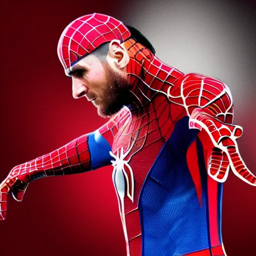 Prompt: Leonel Messi as spiderman holding the ball, hd , wallpaper,