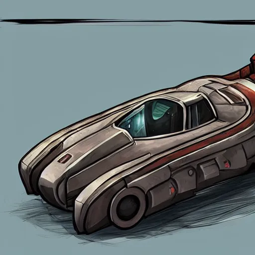 Prompt: dishonored art style retrofuturism car concept, deponia art style