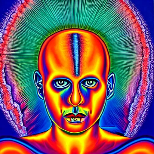 Prompt: A mystical near death experience in the style of Alex Grey