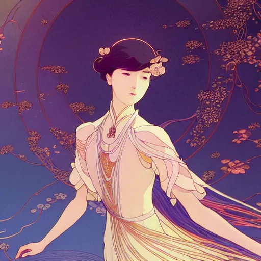 Prompt: a beautiful exquisite delicate hyperdetailed character design 4 k wallpaper illustration of a phoenix princess, victo ngai style, from china, style of studio ghibli, makoto shinkai, raphael lacoste, louis comfort tiffany, denoise, deblurring, artgerm, xision, james jean, ross tran, alphonse maria mucha, chinese style