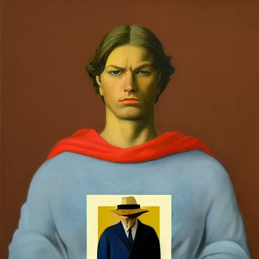 Image similar to a hero-is-born by Raphael, Hopper, and Rene Magritte. detailed, romantic, enchanting, trending on artstation.