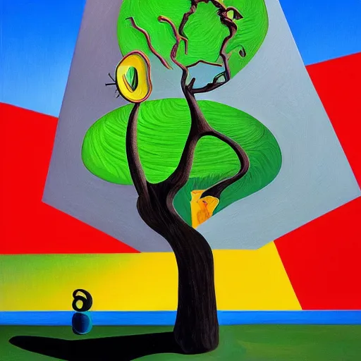 Image similar to award-winning, Trending on artstation, highly detailed, cubist painting of a tree, in the style of Salvador Dalí
