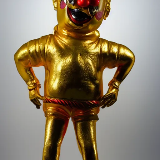 Prompt: a photo of a detailed golden statue of a Clown, 8K,