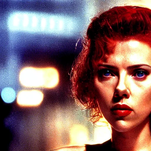 Prompt: a still of Scarlett Johansson in Blade Runner (1982)