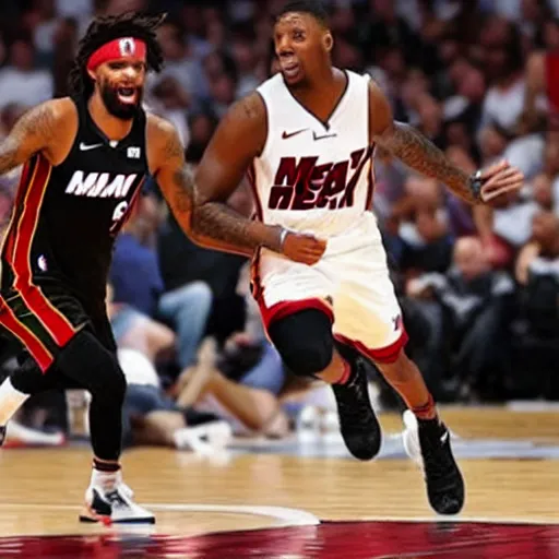 Image similar to nba player wearing the number 6 9, miami heat