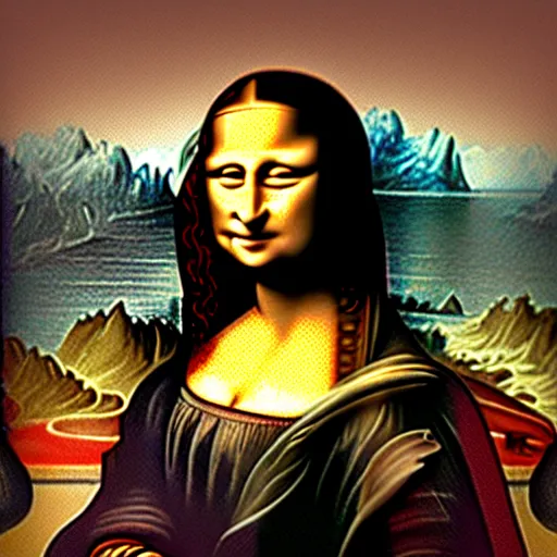 Prompt: mona lisa in cyberpunk style