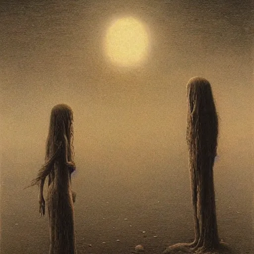 Prompt: moon's haunted, ultra detailed, photorealistic, art style beksinski.