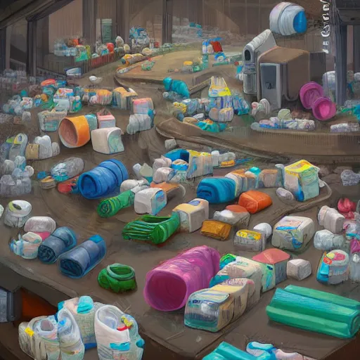 Diaper Disposal Factory, Overflowing with Diapers, | Stable Diffusion ...