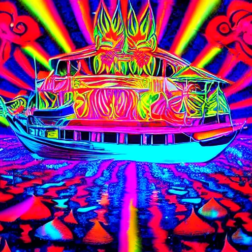 Image similar to psychedelic boat party