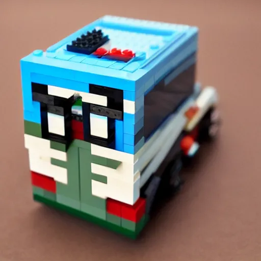 Prompt: walter white rv lego box realistic