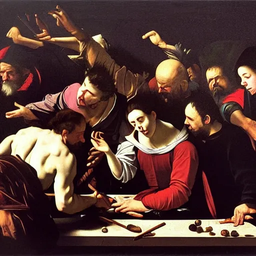 Image similar to the initial rush on black friday, by caravaggio