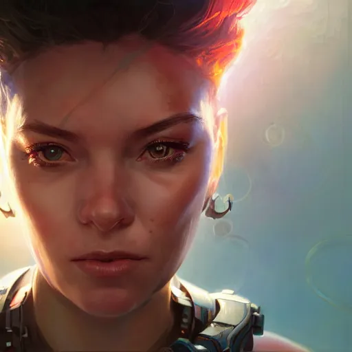 Prompt: highly detailed closeup portrait of a female cyborg, in disney, stephen bliss, unreal engine, art by greg rutkowski, loish, rhads, ferdinand knab, makoto shinkai and lois van baarle, ilya kuvshinov, rossdraws, tom bagshaw, global illumination, radiant light, detailed and intricate environment