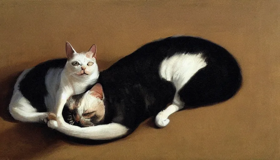 Prompt: painting by borremans, cat, detailed, stunning