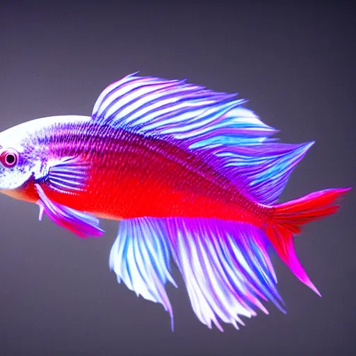 Image similar to a beautiful richly colored beta fish on a black background.