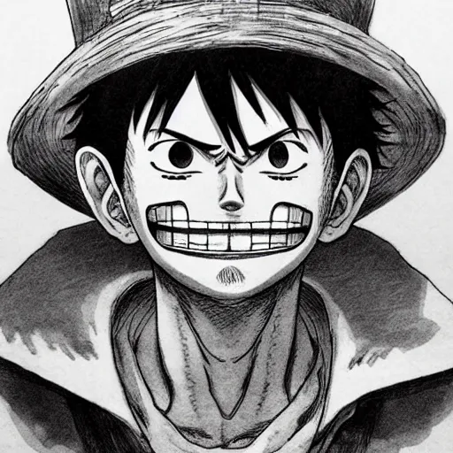 Image similar to [ luffy mustache ] ( by kim jung gi ) ( by kentaro miura ) ( by takao saito ) ( manga concept art )