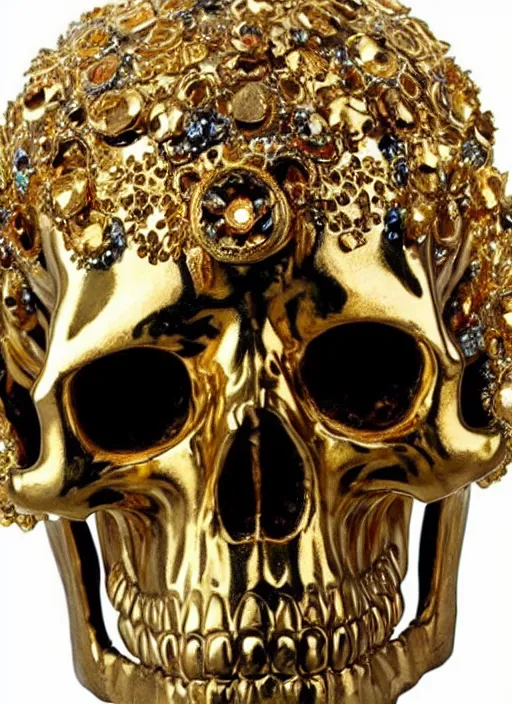 Image similar to rubens ornate gothic gold skull painting covered in jewels