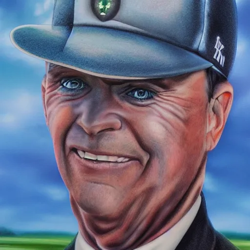 Prompt: airbrushed portrait of 'The Final Boss of Golf'