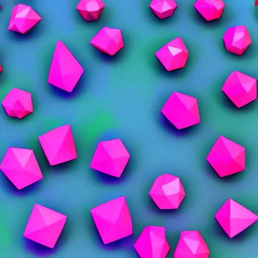 Image similar to low poly microbes, f-stop 1.4, colorful,