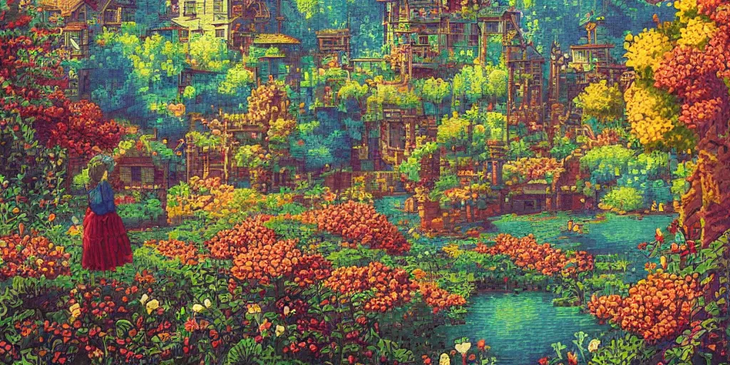 Prompt: a detailed color picture, in style of pixel art, beautiful, melancholic