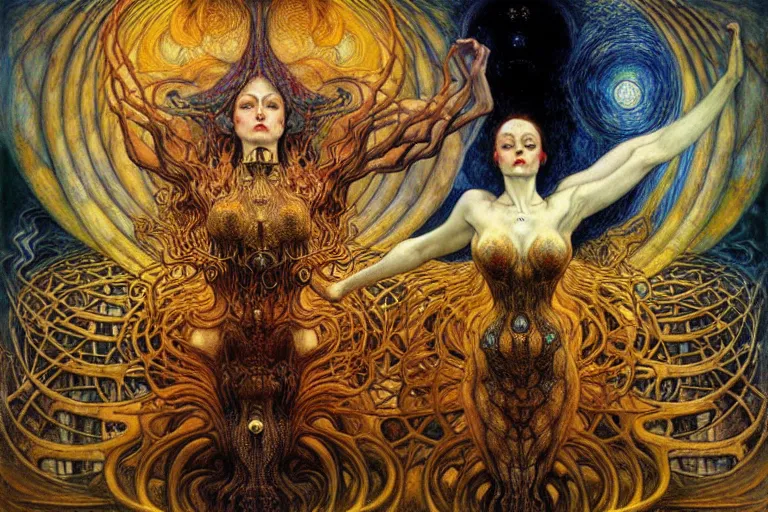 Image similar to Divine Chaos Engine by Karol Bak, Jean Delville, William Blake, Gustav Klimt, and Vincent Van Gogh, symbolist, visionary