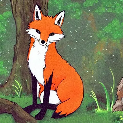 Image similar to cute fox by Studio Ghibli