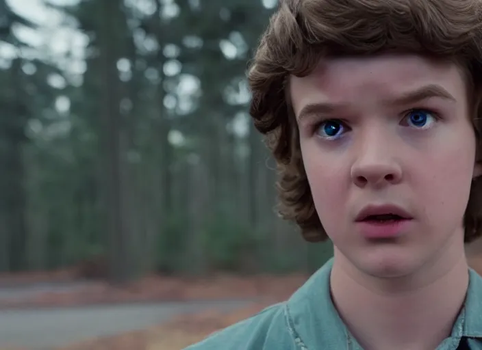 Image similar to film still of jake hopper as mike wheeler in stranger things, 8 k