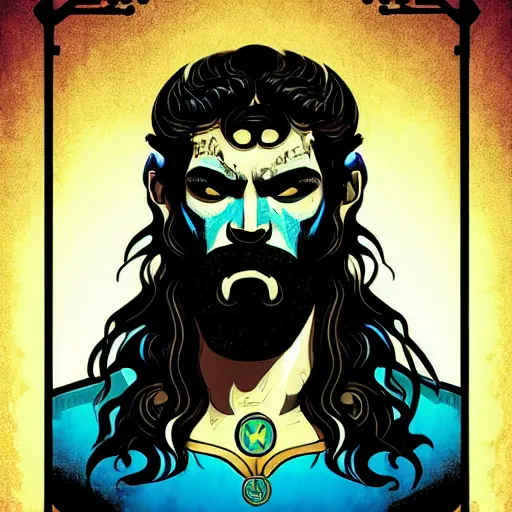 Image similar to the god poseidon, poseidon, portrait, illustration, digital art, concept art, by butcher billy