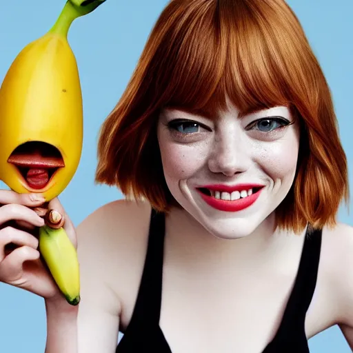 Prompt: emma stone as an anthropomorphic banana