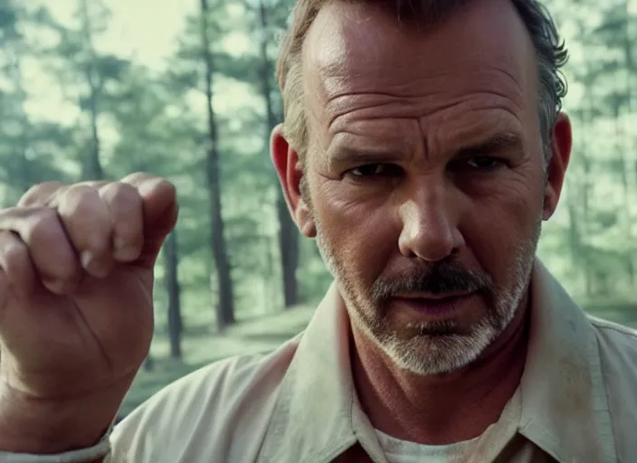 Image similar to film still of!!!!! kevin costner!!!!! as jim hopper in stranger things, 4 k