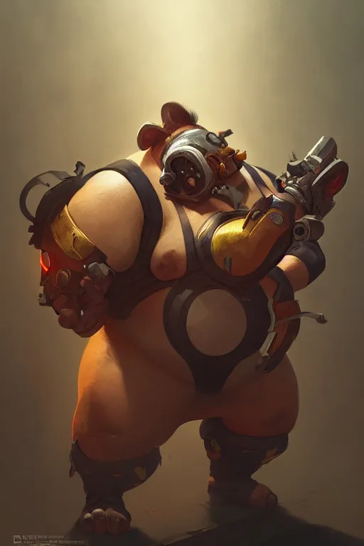 Prompt: roadhog from overwatch, highly detailed, digital painting, artstation, concept art, sharp focus, illustration, art by greg rutkowski and alphonse mucha