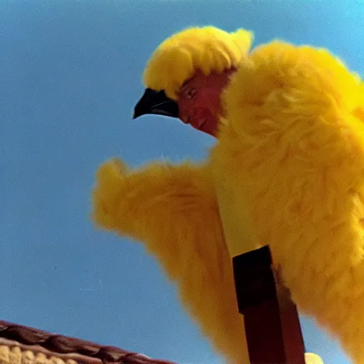 Image similar to a film still of big bird in lawrence of arabia ( 1 9 6 2 ) technicolor