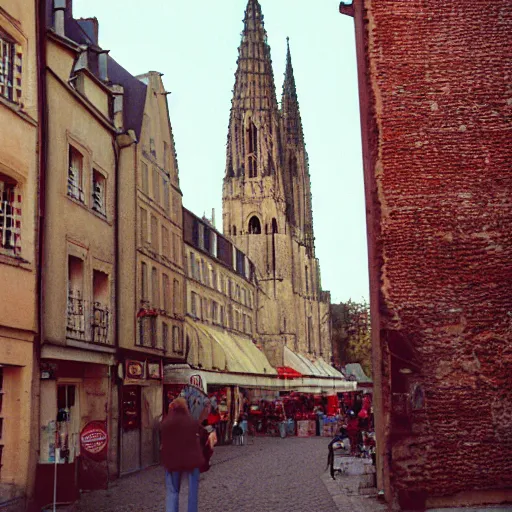 Prompt: cinestill photography of caen, france